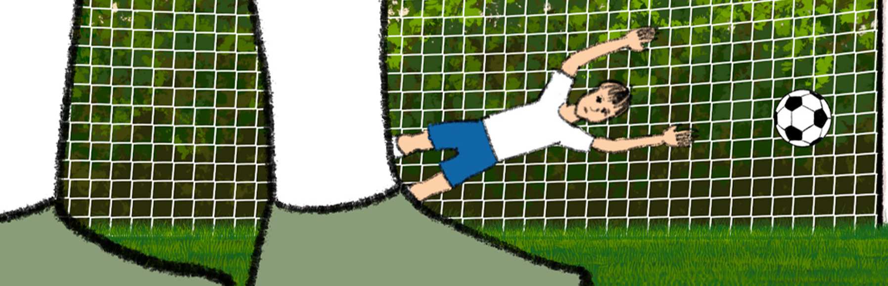 Animiertes Bild von einem Fußball, der ins Tor geschossen wurde und einem Jungen, der im Tor versucht, den Ball aufzuhalten (Foto: Kindernothilfe) Animiertes Bild von einem Fußball, der ins Tor geschossen wurde und einem Jungen, der im Tor versucht, den Ball aufzuhalten (Foto: Kindernothilfe)